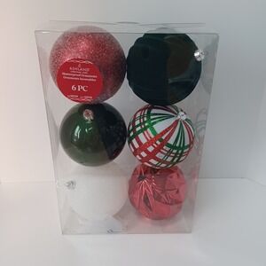 Ashland Shatterproof Ornaments Christmas‎ Noel 6 Piece NEW Approx 4"